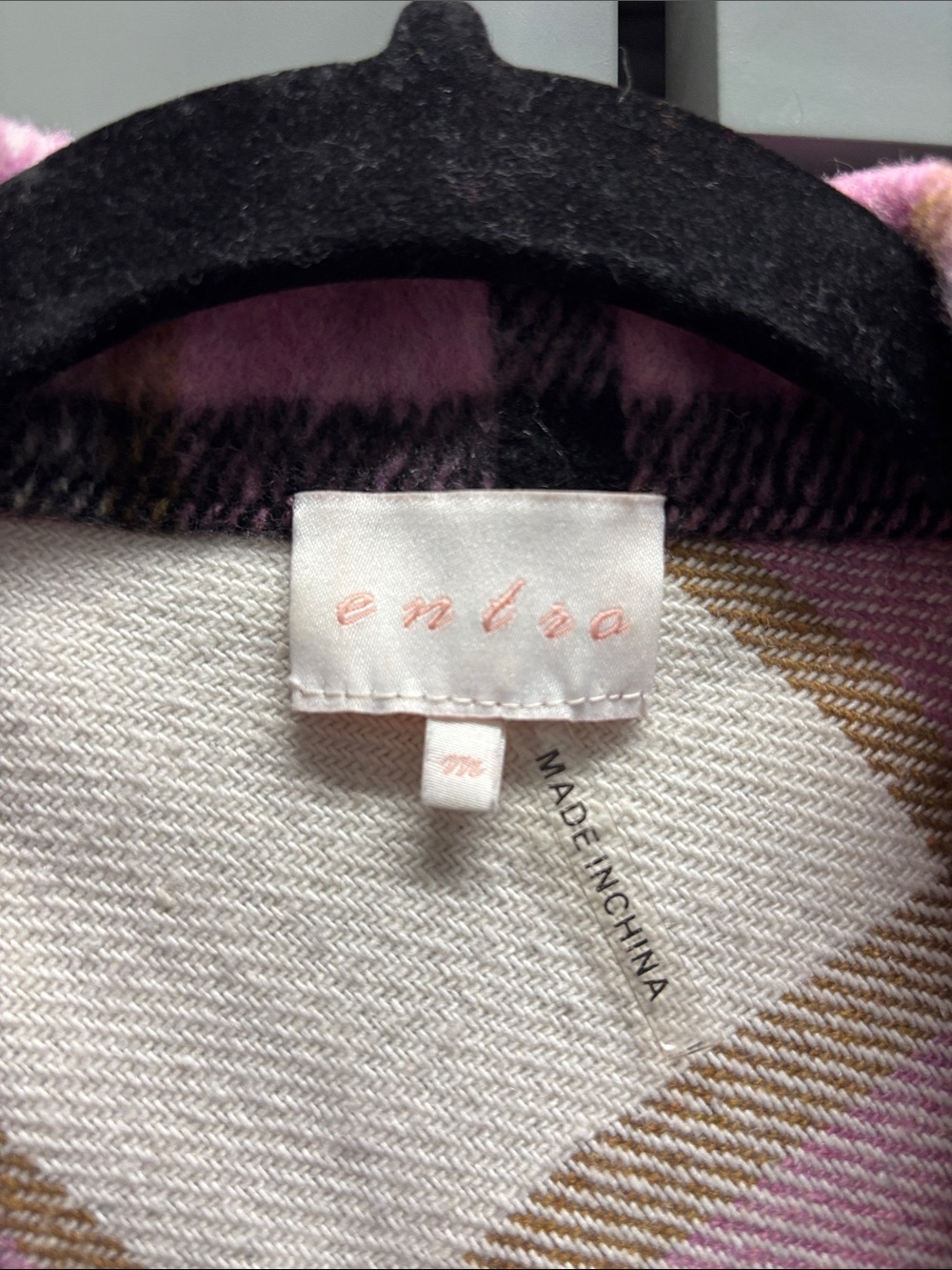 entro Pink and Cream Plaid Utility Jacket - Picture 2 of 4